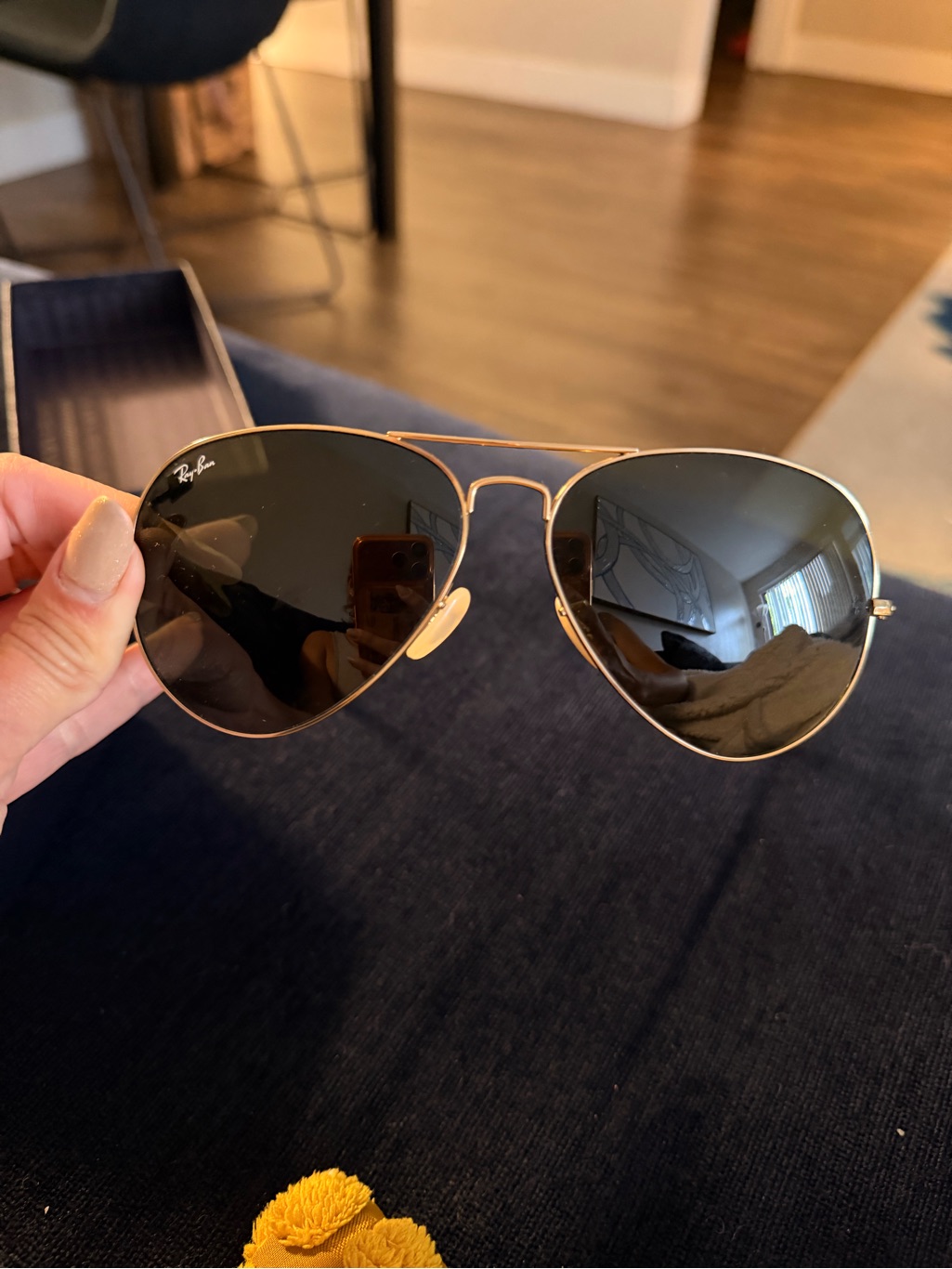 Ray-Ban Aviator Sunglasses - Gold Frame With Black Lenses (No Case Included)